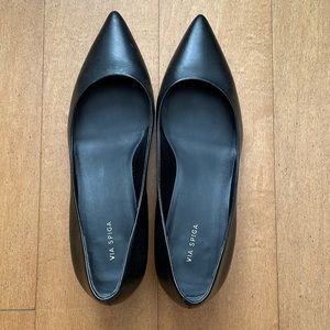 Via Spiga black leather block heels size 7